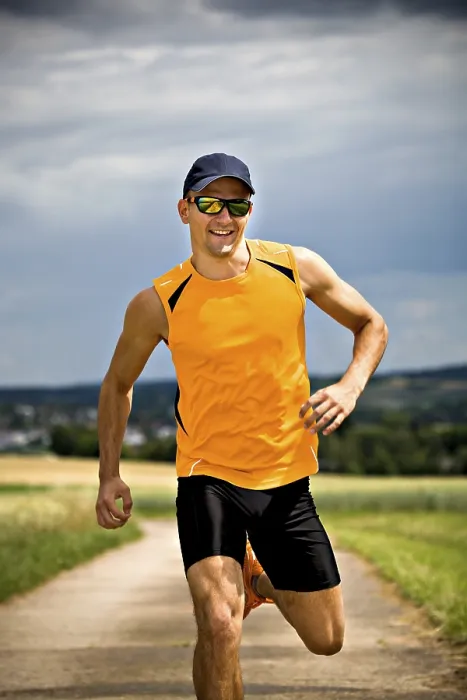 Framed Print : Man Jogging through Fields Print Framed Print : Man Jogging through Fields Print