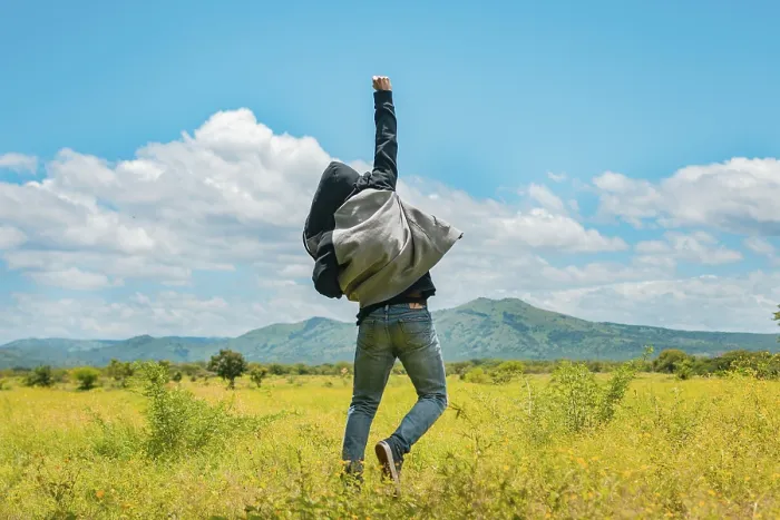 Framed Print : Man from Back Jumping in a Nice Field Print Framed Print : Man from Back Jumping in a Nice Field Print