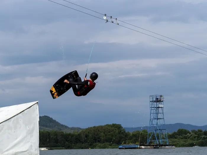 Framed Print : Man Jumping with Wakeboard Print, Straz pod Ralskem Framed Print : Man Jumping with Wakeboard Print, Straz pod Ralskem