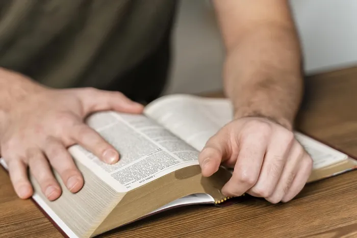 Framed Print : Man Reading from Bible Print Framed Print : Man Reading from Bible Print