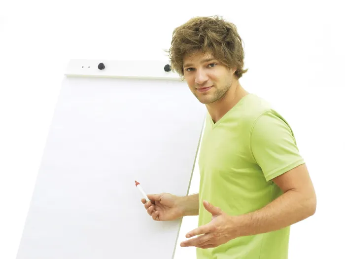 Framed Print : Man Standing in Front of a Flip Chart Print Framed Print : Man Standing in Front of a Flip Chart Print