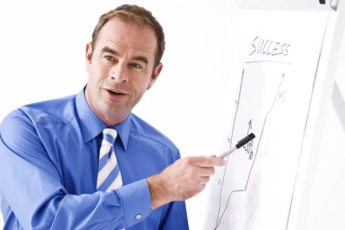 Framed Print : Manager Explaining Something by Flipchart Print Framed Print : Manager Explaining Something by Flipchart Print