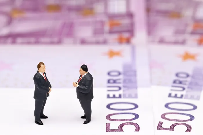 Framed Print : Manager, miniature figures on banknotes Print Framed Print : Manager, miniature figures on banknotes Print