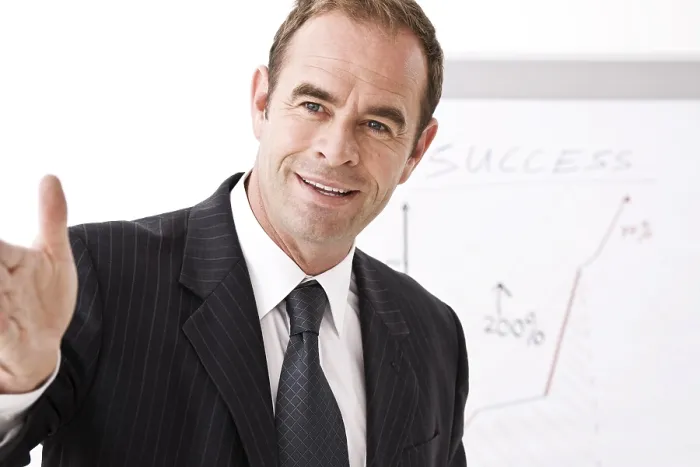 Framed Print : Manager Standing in Front of a Flipchart Print Framed Print : Manager Standing in Front of a Flipchart Print