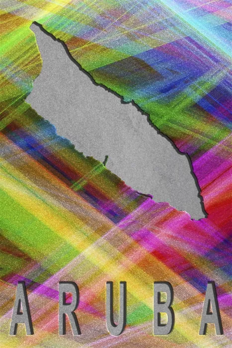 Framed Print : Aruba Map Print with Colorful Background Framed Print : Aruba Map Print with Colorful Background