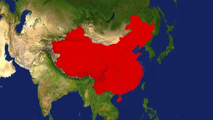 Framed Print : China Map Print with Key Locations Highlighted in Red Framed Print : China Map Print with Key Locations Highlighted in Red
