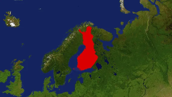 Framed Print : Finland Map Print Highlighted in Red Framed Print : Finland Map Print Highlighted in Red