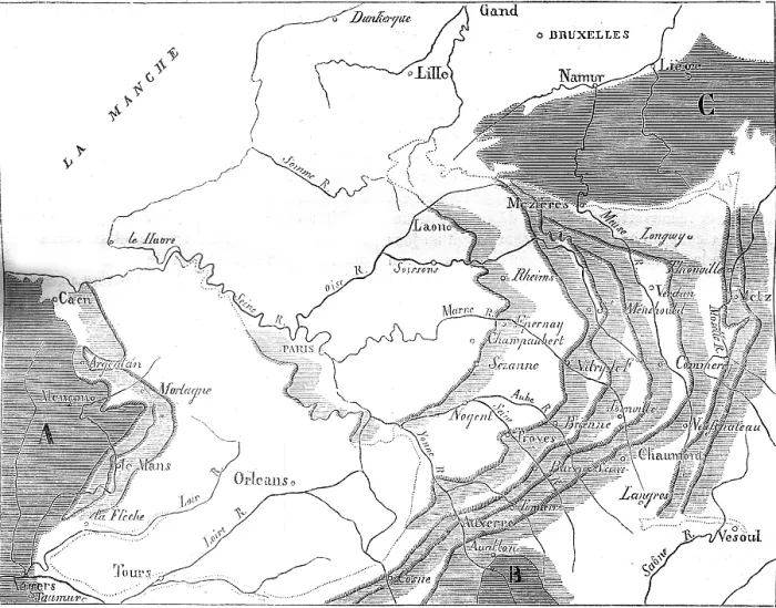 Framed Print : Map and Section of the Paris Basin Print, 1845 Engraving Framed Print : Map and Section of the Paris Basin Print, 1845 Engraving