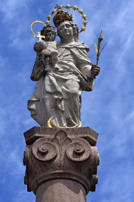 Framed Print : Marian Column Print Against Cloudy Sky, Murnau, Germany Framed Print : Marian Column Print Against Cloudy Sky, Murnau, Germany