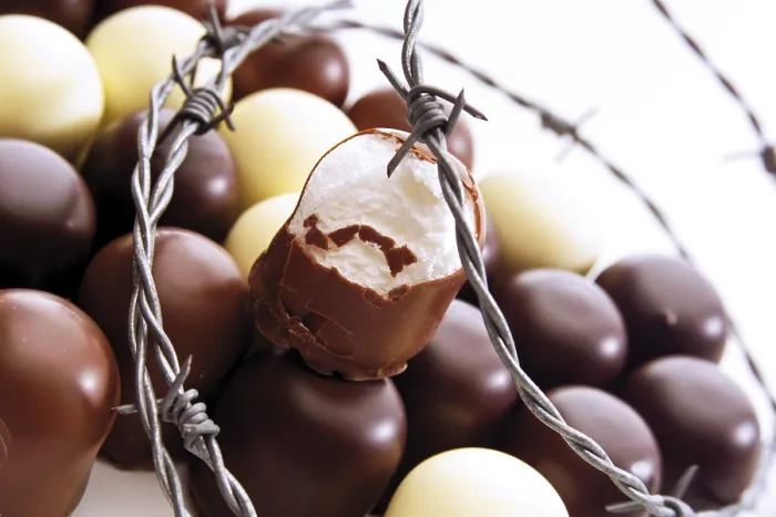 Framed Print : Chocolate Marshmallows with Barbed Wire Print Framed Print : Chocolate Marshmallows with Barbed Wire Print