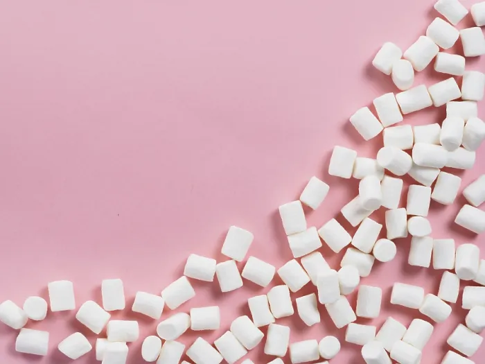 Framed Print : Marshmallow Print on Pink Background Framed Print : Marshmallow Print on Pink Background