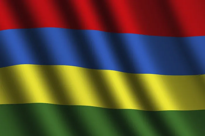 Framed Print : The Mauritius Flag Flying in the Wind Print Framed Print : The Mauritius Flag Flying in the Wind Print