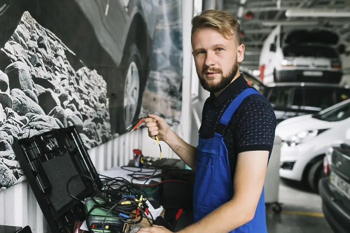 Framed Print : Mechanic Working with Wires Print Framed Print : Mechanic Working with Wires Print