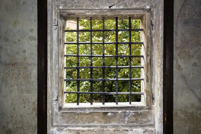 Framed Print : Medieval Window with Iron Grating Print in Prague Framed Print : Medieval Window with Iron Grating Print in Prague