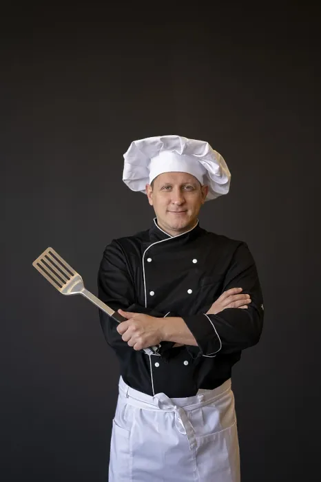 Framed Print : Medium Shot Chef Print with Spatula Framed Print : Medium Shot Chef Print with Spatula