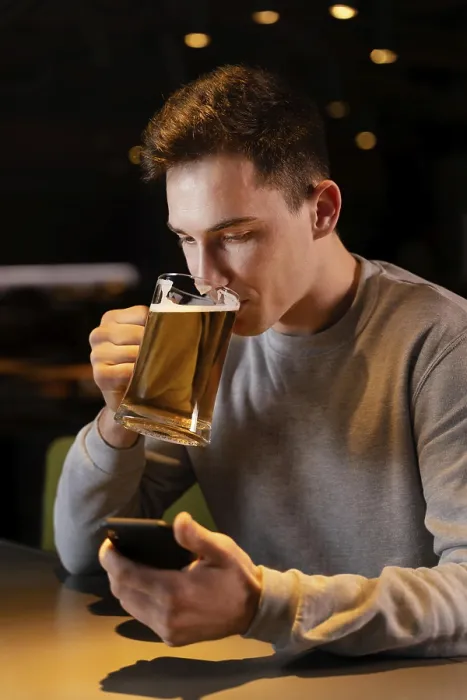 Framed Print : Medium Shot Man Drinking Beer Print Framed Print : Medium Shot Man Drinking Beer Print