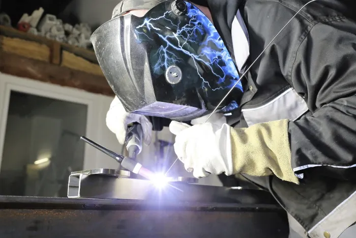 Framed Print : Metal Worker During Welding Work Print Framed Print : Metal Worker During Welding Work Print
