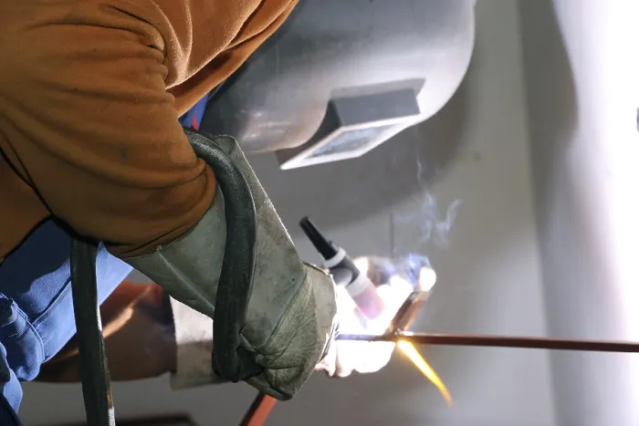 Framed Print : Metal Worker During Welding Work Print Framed Print : Metal Worker During Welding Work Print