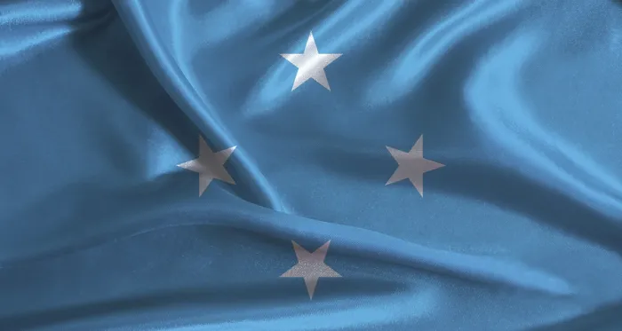 Framed Print : Micronesia Flag Print with Cloth Textured Background Framed Print : Micronesia Flag Print with Cloth Textured Background