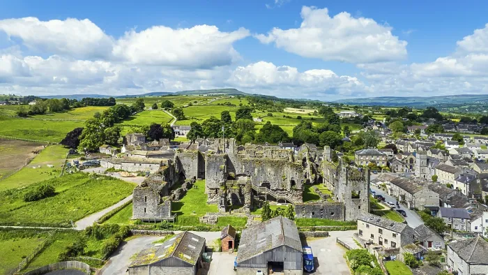 Framed Print : Middleham Castle Print from a Drone, North Yorkshire, England