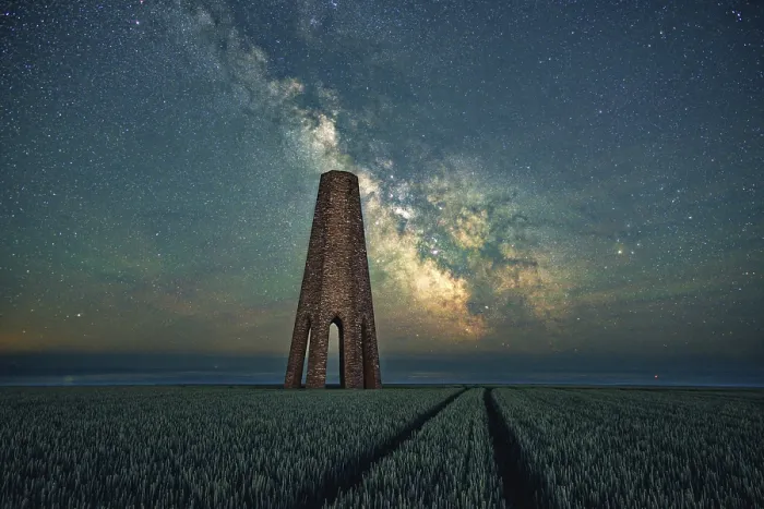 Framed Print : Milky Way over The Daymark, Devon Print Framed Print : Milky Way over The Daymark, Devon Print