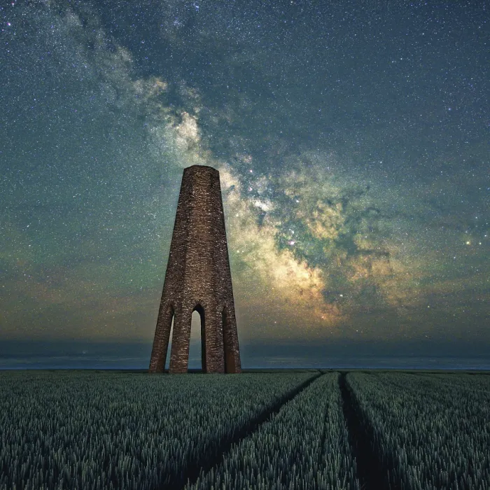 Framed Print : Milky Way over The Daymark, Devon Print Framed Print : Milky Way over The Daymark, Devon Print