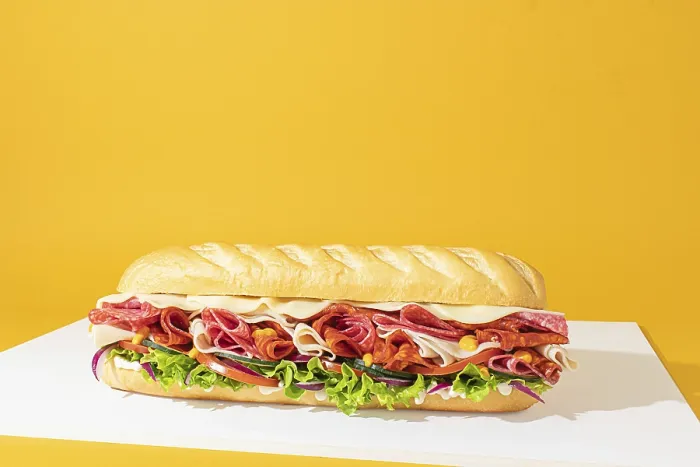 Framed Print : Minimalist Sandwich Print on Yellow Background Framed Print : Minimalist Sandwich Print on Yellow Background