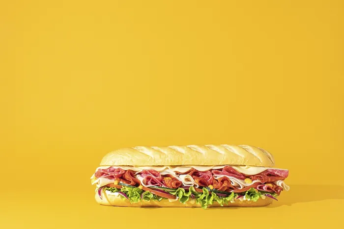 Framed Print : Minimalist Sandwich Print on Yellow Background Framed Print : Minimalist Sandwich Print on Yellow Background