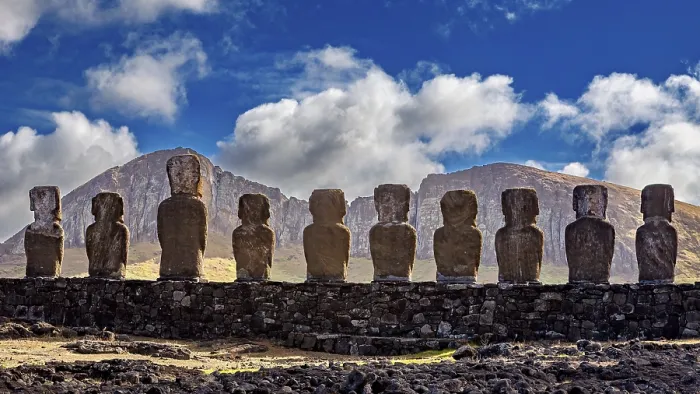 Framed Print : Moai Statues Print: Easter Island Landscape Framed Print : Moai Statues Print: Easter Island Landscape