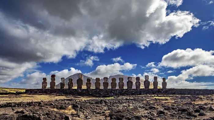 Framed Print : Moai Statues Print: Easter Island Landscape Framed Print : Moai Statues Print: Easter Island Landscape