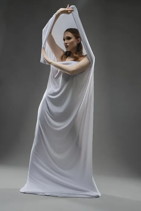 Framed Print : Model Interacting with Draped Fabric Print Framed Print : Model Interacting with Draped Fabric Print