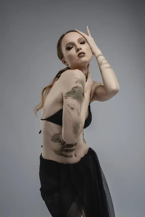 Framed Print : Elegant Model Showcases Artistic Tattoos Print Framed Print : Elegant Model Showcases Artistic Tattoos Print