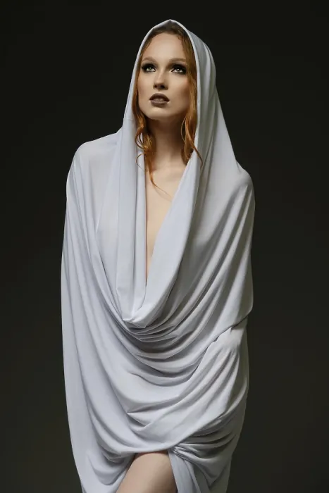 Framed Print : Elegant Model in Light Fabric Print Framed Print : Elegant Model in Light Fabric Print