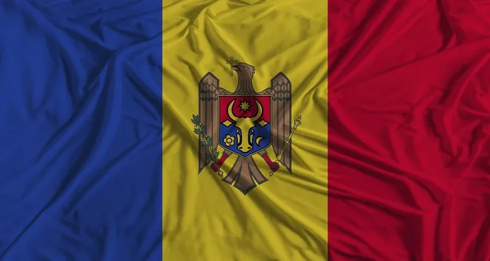 Framed Print : Moldovan Flag Print with Fabric Texture Background Framed Print : Moldovan Flag Print with Fabric Texture Background