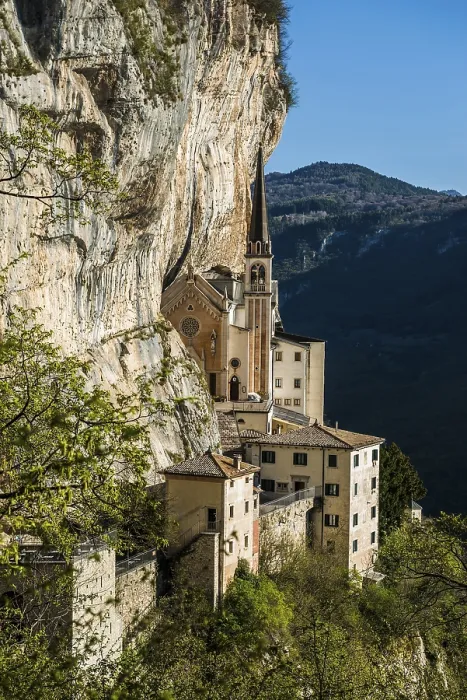 Framed Print : Monastery on a slope in a gorge Print, Italy Framed Print : Monastery on a slope in a gorge Print, Italy