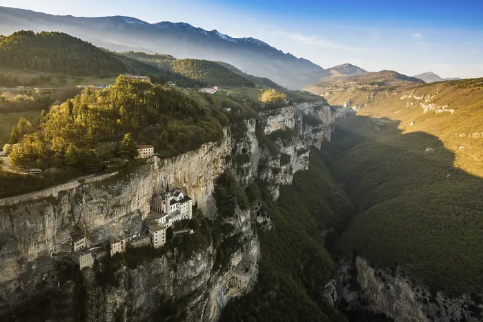 Framed Print : Monastery on a Slope in a Gorge Print, Italy Framed Print : Monastery on a Slope in a Gorge Print, Italy
