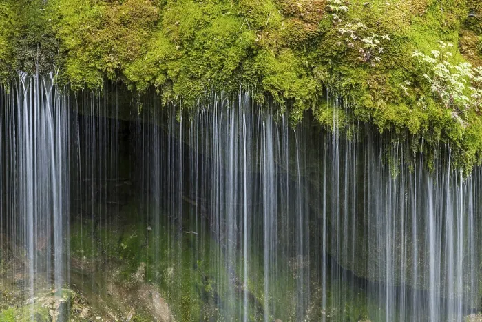 Framed Print : Moss-covered rocks and waterfall Print, Wutach Gorge, Germany Framed Print : Moss-covered rocks and waterfall Print, Wutach Gorge, Germany