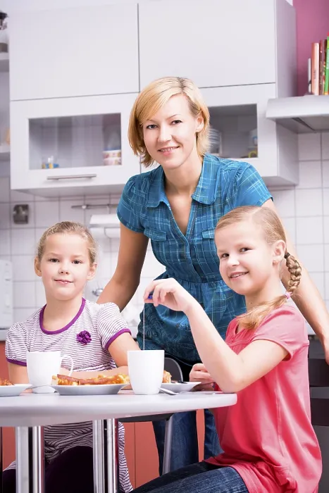 Framed Print : Mother and Daughters Breakfast Print Framed Print : Mother and Daughters Breakfast Print