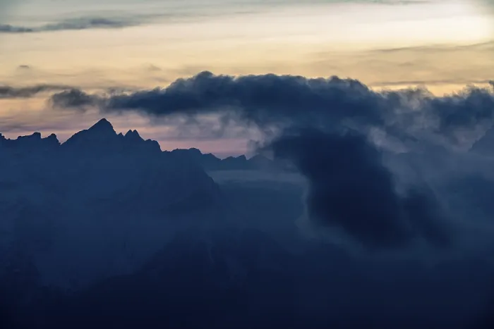 Framed Print : Mountain Top Print - Dolomites Evening Sky, Italy