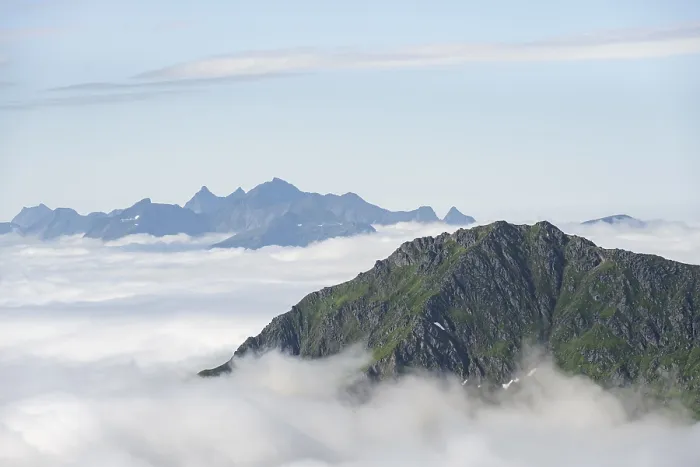 Framed Print : Mountain Peaks Above the Clouds Print, Lofoten, Norway Framed Print : Mountain Peaks Above the Clouds Print, Lofoten, Norway