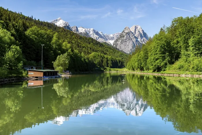 Framed Print : Mountains Reflected in the Rieersee Lake Print Framed Print : Mountains Reflected in the Rieersee Lake Print