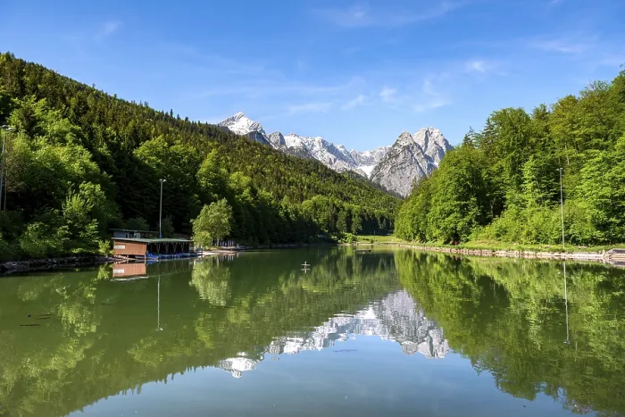 Framed Print : Mountains reflected in the lake, Rieersee Print Framed Print : Mountains reflected in the lake, Rieersee Print