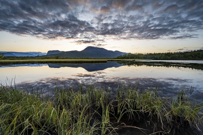 Framed Print : Mountains reflected in small lake Print, Lapland Sweden Framed Print : Mountains reflected in small lake Print, Lapland Sweden