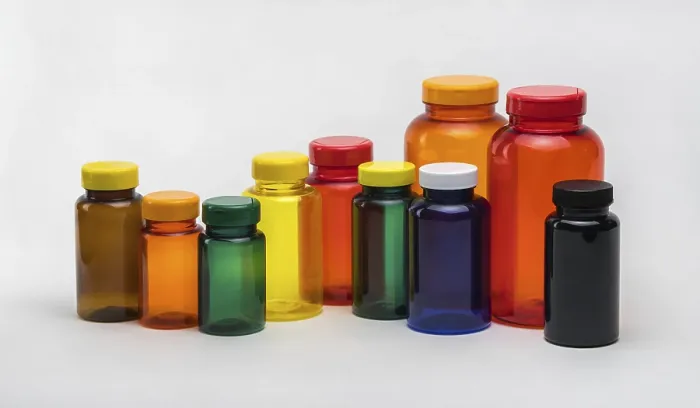 Framed Print : Multi-Colored Transparent Pill Jars Print