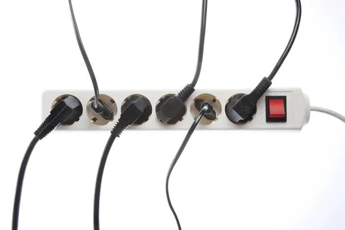 Framed Print : Multiple Outlet Strip Print - Electrical Device Connection