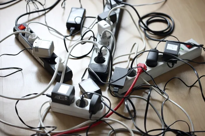 Framed Print : Multiple Power Strips Print: Electrical Device Connections Framed Print : Multiple Power Strips Print: Electrical Device Connections