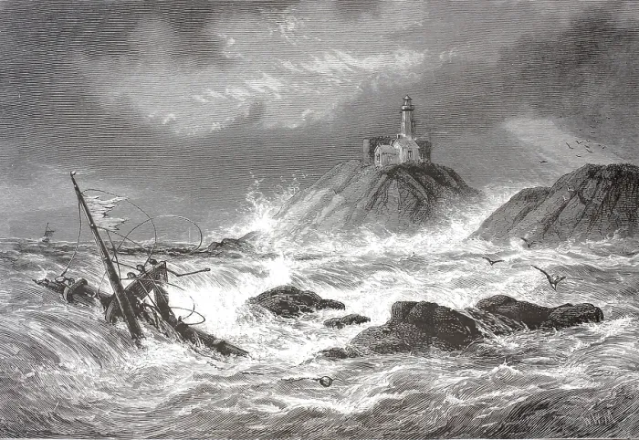Framed Print : Mumbles Lighthouse Print, 1794 Illustration Framed Print : Mumbles Lighthouse Print, 1794 Illustration