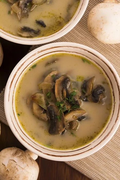 Framed Print : Mushroom Soup Print on Table Framed Print : Mushroom Soup Print on Table