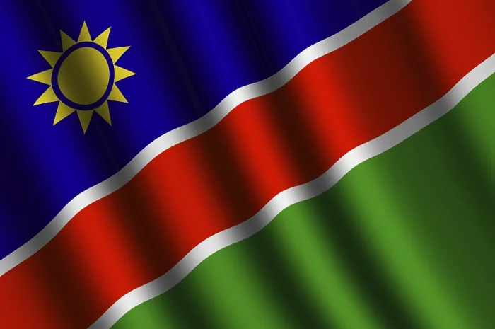 Framed Print : The Namibia Flag Flying in the Wind Print Framed Print : The Namibia Flag Flying in the Wind Print