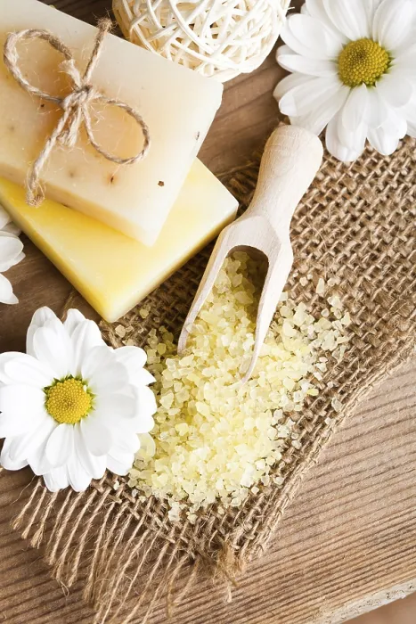 Framed Print : Natural Cosmetics Concept: Soap with Daisies Print Framed Print : Natural Cosmetics Concept: Soap with Daisies Print